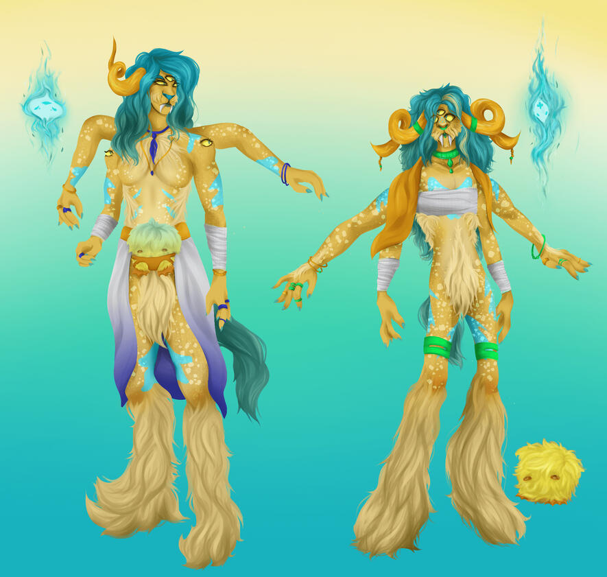 An drawing of two anthropomorphic aliens.